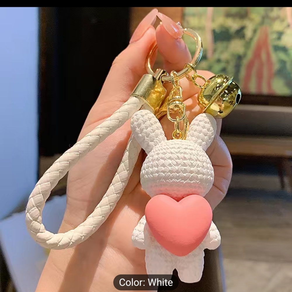 Bag charm/key chain bunny with heart